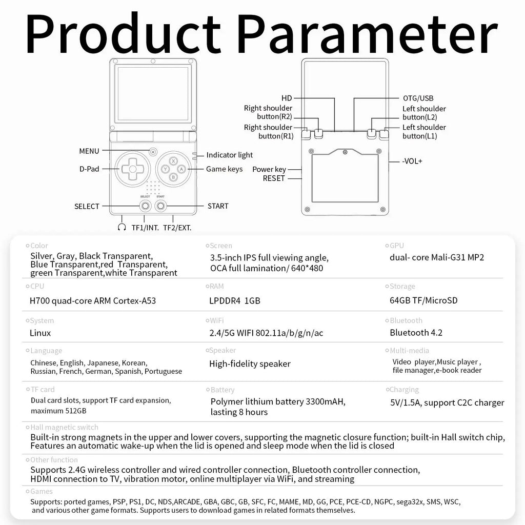 Flip Handheld  3.5 inch Gaming Console